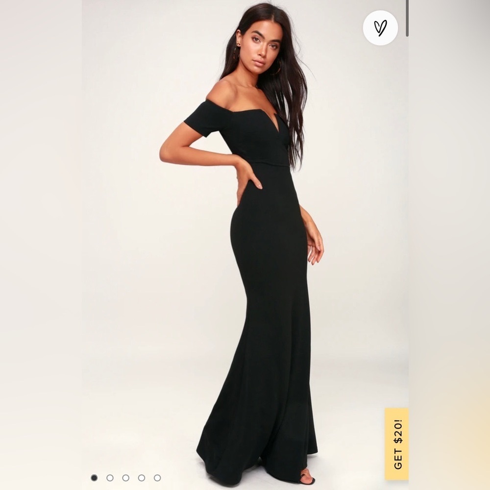 LULUS Lynne Black Off-the-Shoulder Maxi Dress